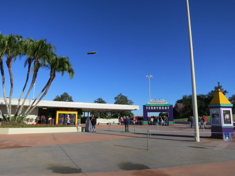 The ferry is to the left of the monorail as you face the Magic Kingdom.