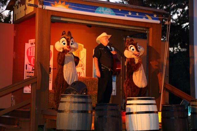 Stage with Chipmunks and Singing Cowboy