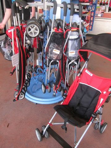 Basic Kolcraft umbrella strollers are sold in the WDW parks and resorts for approximately $60
