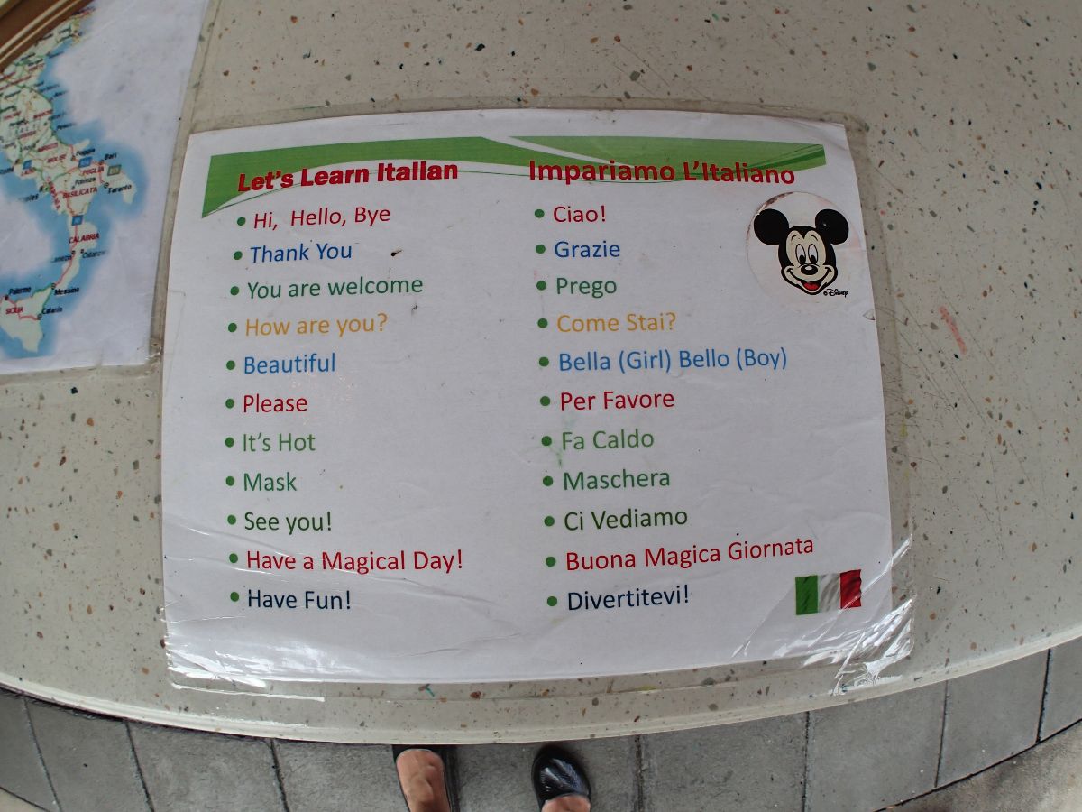Learn a bit of Italian at the Italy pavilion Fun Stop.