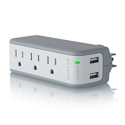 A compact power strip can make hotel room life more comfortable. 