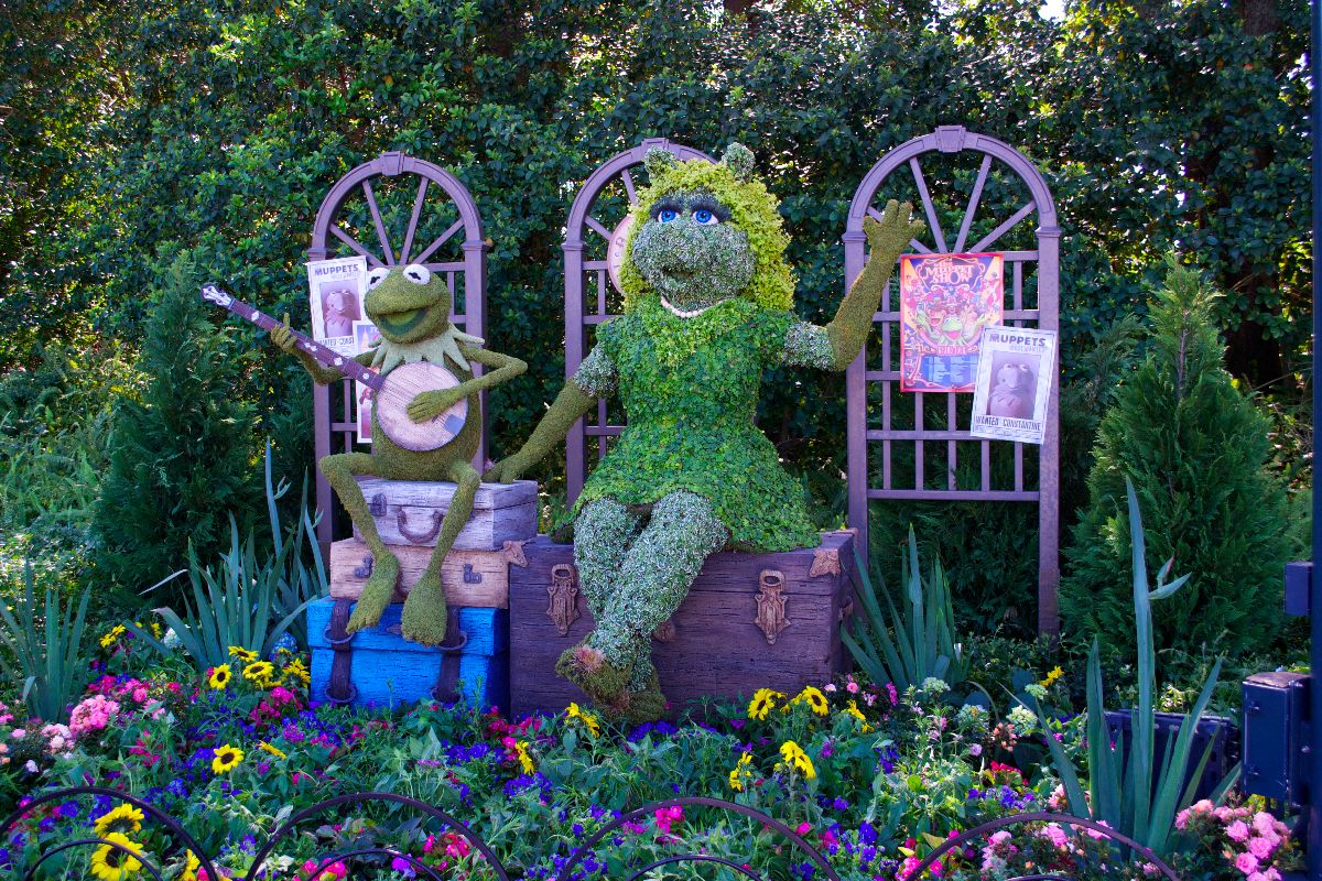 The Muppets topiary, featuring Kermit and Miss Piggy, is new to Flower & Garden this year. 