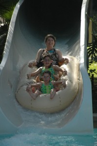The water parks have many activities families can do together. 