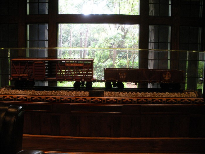 Actual cars from Walt Disney's personal to scale railroad, the Carolwood Pacific.