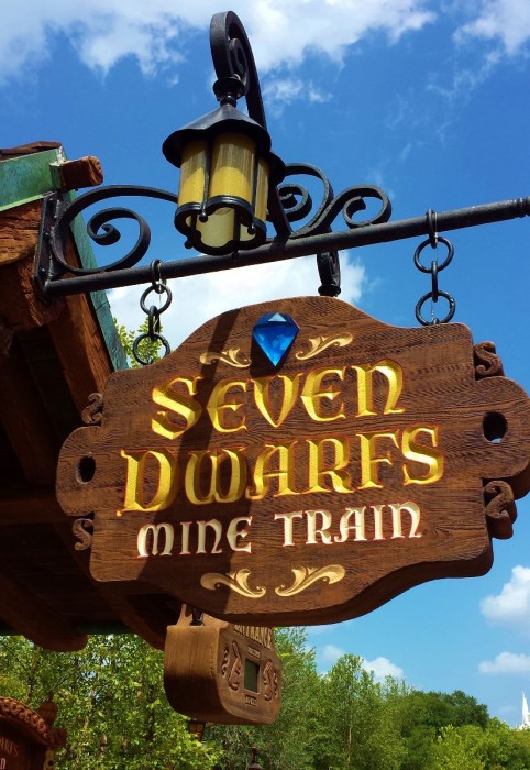 Seven Dwarfs Mine Train Sign. Photo by Katie McNair