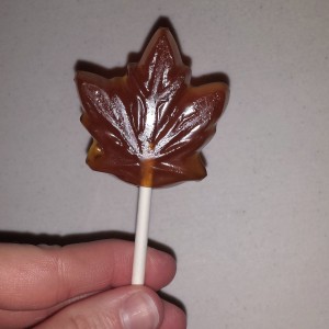 a maple leaf lollipop