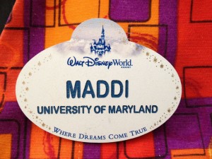 Disney World cast member name tag