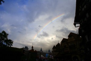 Rainbow over Fantasyland in the Magic Kingdom during a typical summer afternoon thunderstorm.  Photo by Thomas Cook