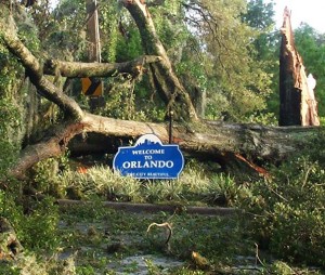 Orlando street view the morning after Hurricane Charley in 2004.  Photo by Thomas Cook