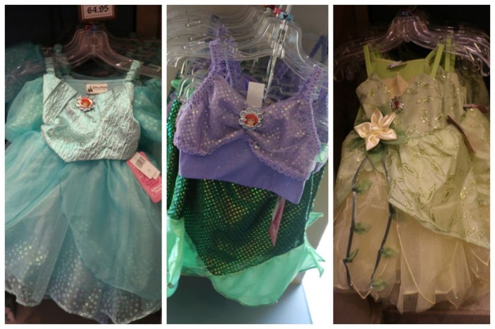 Disney Parks Princess Dresses, fall 2014. Ariel human, Ariel mermaid, Tiana. 