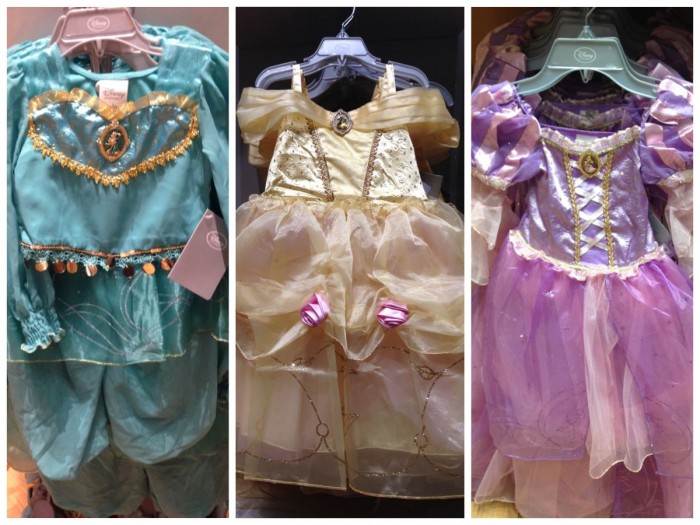 Disney Store princess dresses, fall 2014. Jasmine, Belle, Rapunzel. 