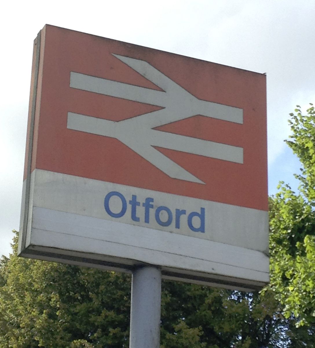 Standard British UK Rail sign outside my home station.