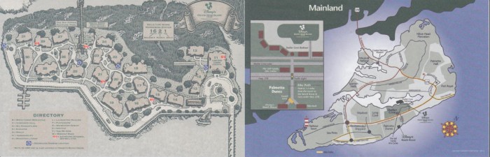 Resort and area map for Hilton Head resort. © Disney