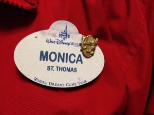 Disney World name tag with service pin