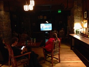 On rainy nights, the movies at the Wilderness Lodge are moved to the lounge in the Villas building