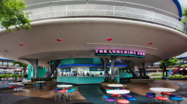 The Lunching Pad is in the heart of Tomorrowland and offers a limited variety of hot dogs. Photo courtesy of Disney (c)