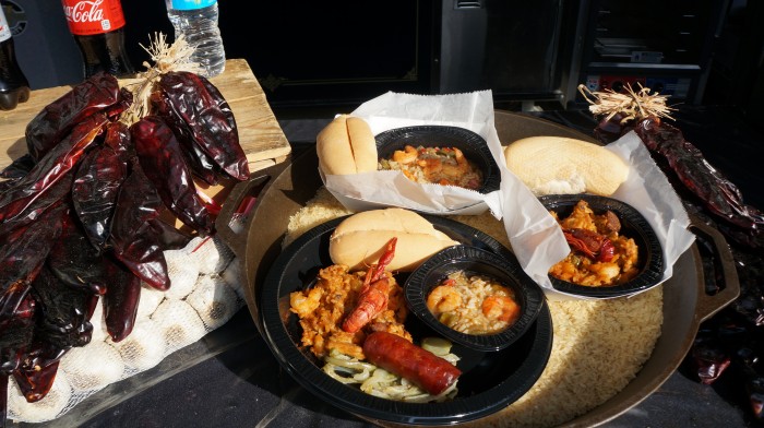 Bottom the picture: Cajun Sampler $11.99 with gumbo, jambalaya, and Andouille sausage