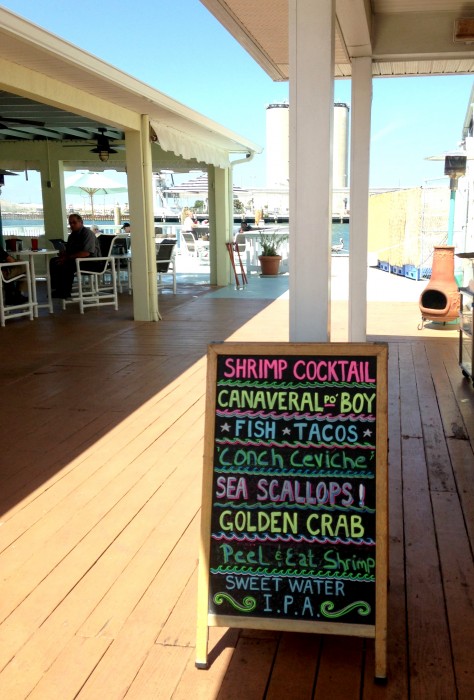 Waterfront dining at The Cove in Port Canaveral, with something for everyone.