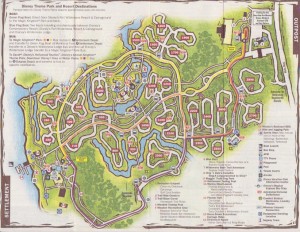 Disney's map of Fort Wilderness including bus routes.