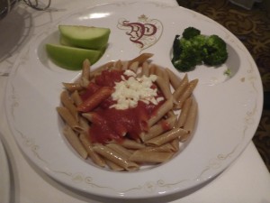 The "Mickey Check" whole wheat pasta meal