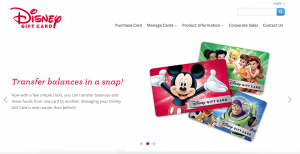 Screenshot of DisneyGiftCard.com