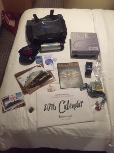 Here's what one person's amount of DVC Member Cruise gifts looks like. (Photo by Julia Mascardo)
