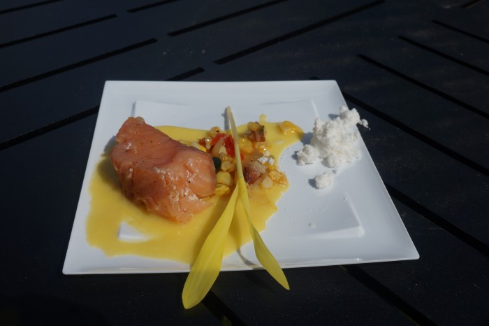 The poached salmon is both tasty and beautiful. (Photo by Julia Mascardo)