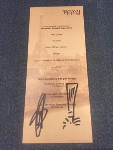 The autographed menu. 