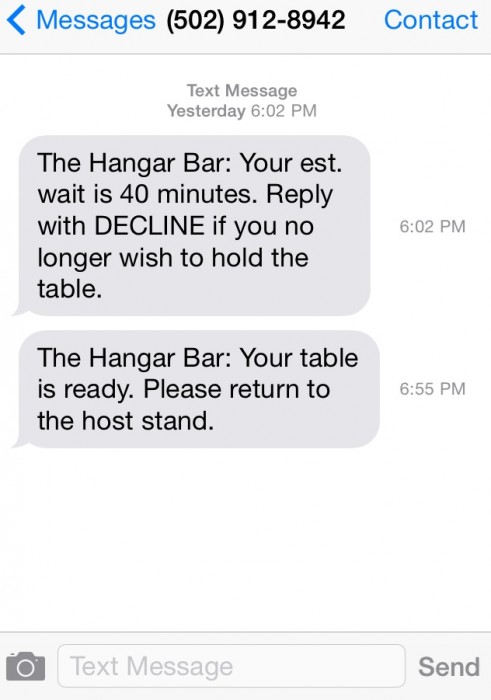 Screenshot of the two texts received as part of the arrival experience