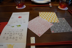 The children's menu includes origami paper and instructions to make three animals. (Photo by Julia Mascardo)