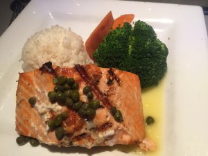 The salmon entrée at Sharks was good, but not overly impressive. (Photo by Julia Mascardo)