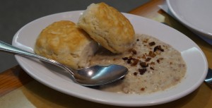 Even more food: biscuits and sausage gravy. Photo by Julia Mascardo