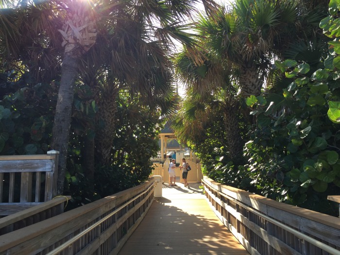 Walkway from the beach back to the resort