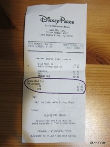 Most restaurant receipts calculate a typical tip amount for you. 
