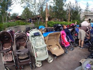 Stroller parking lot in Fantasyland at the Magic Kingdom 