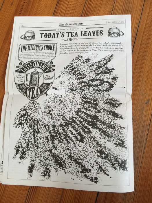 Advertisement for tea in issue #2 of the Grim Gazette. 