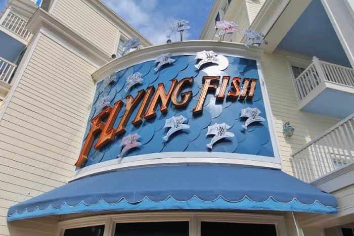 The marquee at Flying Fish remains as colorful as ever