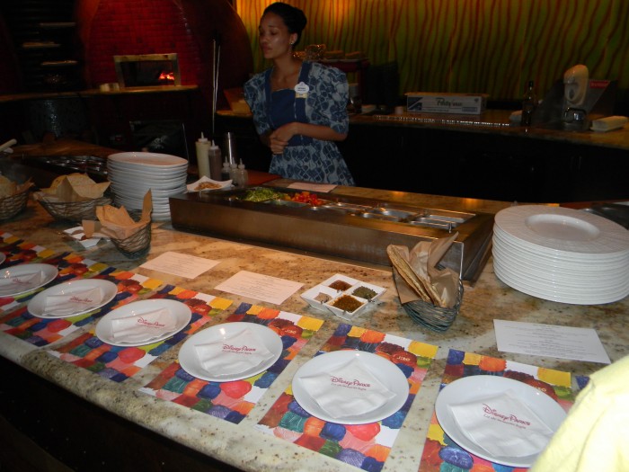 A sampling at Jiko - The Cooking Place set up for guests at the Animal Kingdom Lodge Culinary Tour.