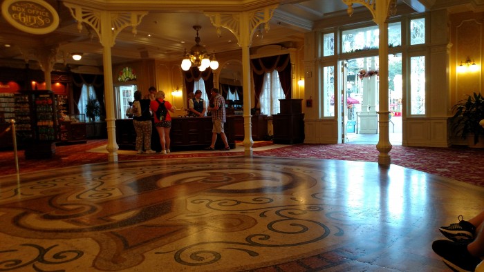 The check-in desk from inside Town Square Theater