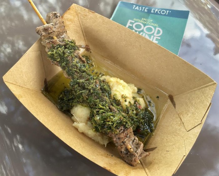 Patagonia's Grilled Beef Skewer with Chimichurri Sauce and Boniato Puree