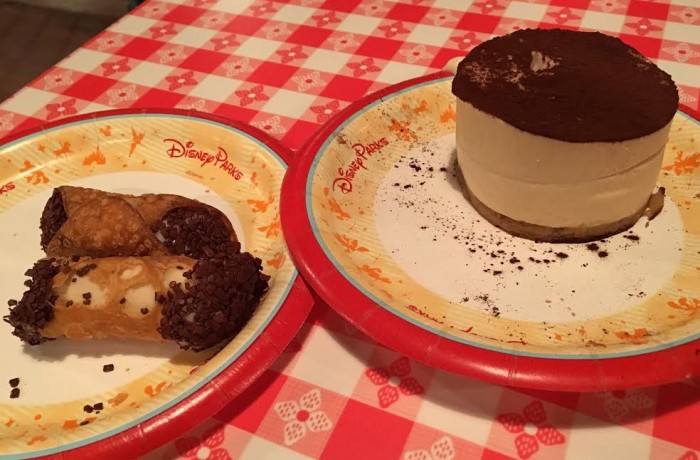 Cannoli and tiramisu desserts