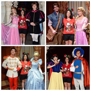 Aurora & Prince Phillip, Rapunzel & Flynn Rider, Cinderella & Prince Charming, Snow White & Prince at Mickey's Very Merry Christmas Party