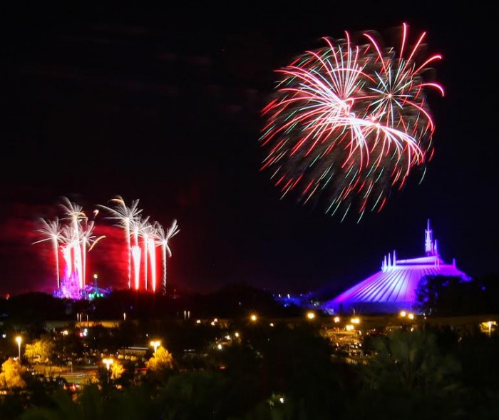 Private fireworks viewing overlooking Magic Kingdom ends the Highway In The Sky dinner.