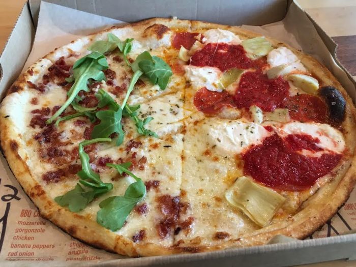 Blaze Pizza's customized half-and-half specialty pizza