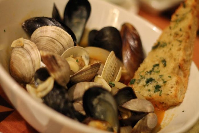 Beer-braised mussels and clams with chorizo