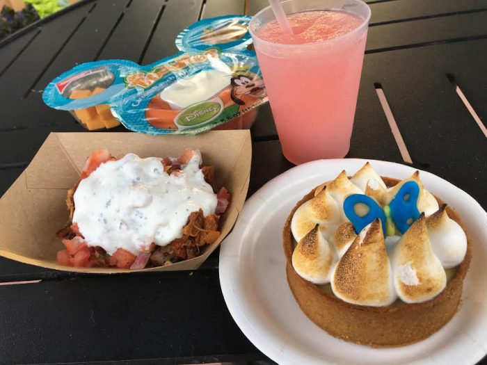 Florida Fresh's watermelon cucumber slush pictured with several new items (including the carne asada and key lime tart).