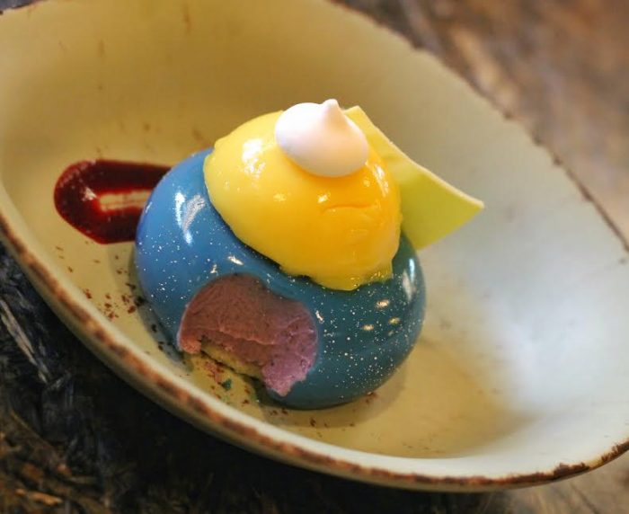 Blueberry Cream Cheese Mousse with Passion Fruit Curd