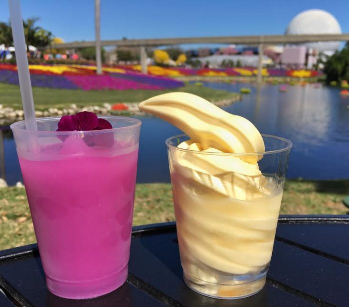 Pineapple Promenade's Frozen Desert Violet Lemonade and Pineapple Soft-Serve with Parrot Bay Coconut Rum